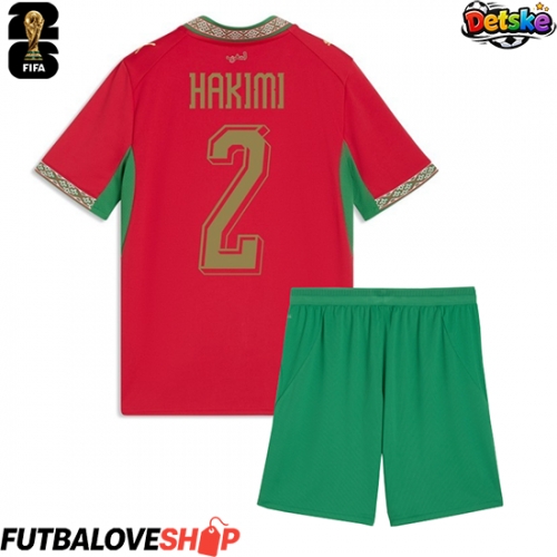 Dres Maroko Achraf Hakimi #2 Domáci pre deti MS 2026 Krátky Rukáv (+ trenírky)